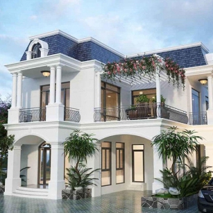 Thi công biệt thự 2 tầng  mini tân cổ điển 